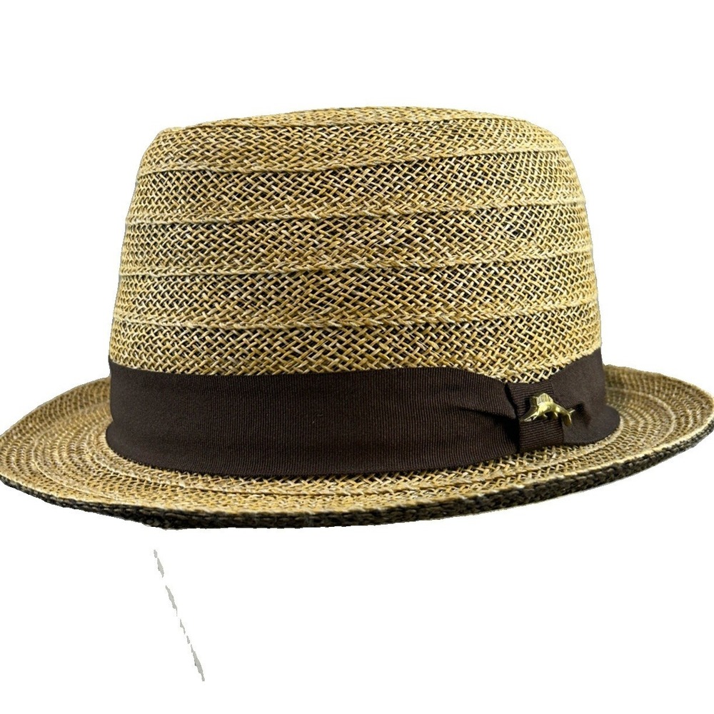 Tommy Bahama Straw Fedora Hat Mens Large Trilby Summer Beach Lightweight Small S